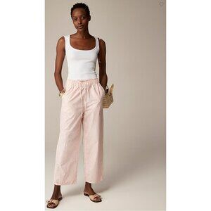 J. Crew Drawstring Pant in Lightweight Twill Women's Size XS Pink White NWT!